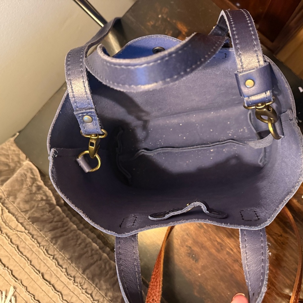 Portland Leather Navy Mini Tote - Picture 4 of 5